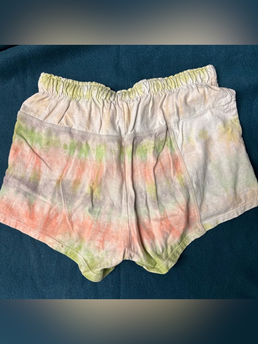 Tie-Dye Drawstring Women's Shorts - Pastel Pink & Green - Picture 2 of 3